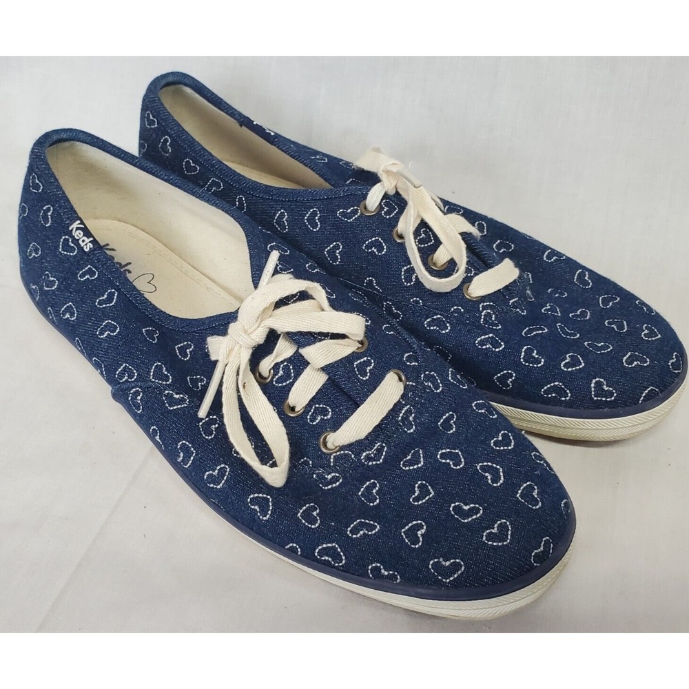 Keds Taylor Swift Blue Denim Jean Heart Embroidered Shoes Size 8.5 Womens